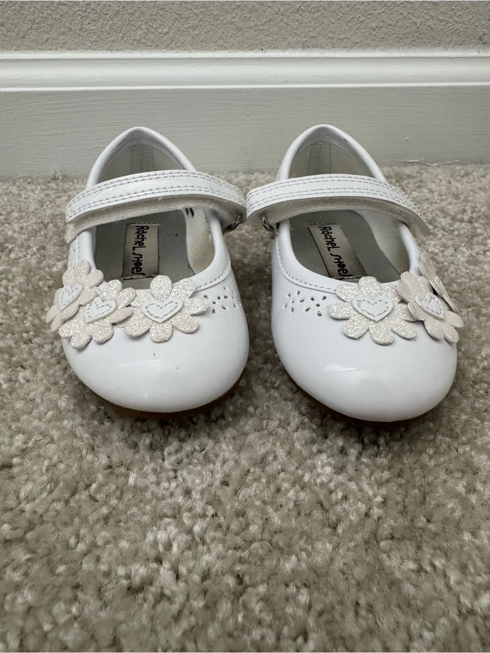 Rachel Shoes Girls White Floral Mary Jane Flats Size 6